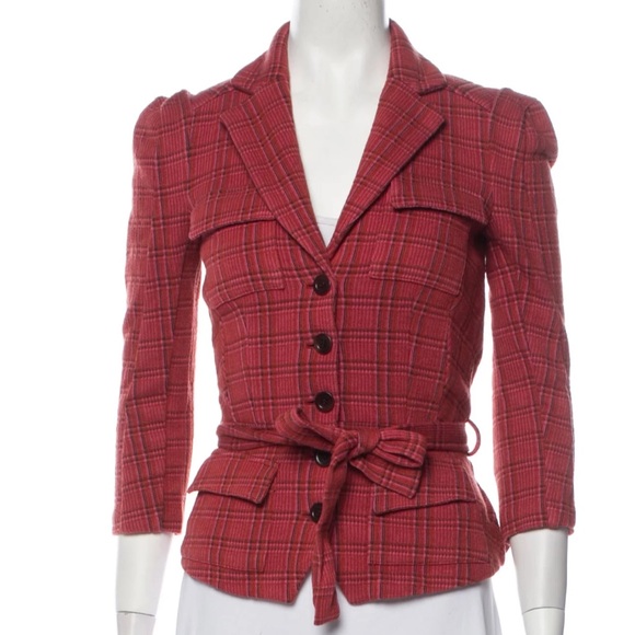 Diane Von Furstenberg Jackets & Blazers - [Diane Von Furstenburg] Plaid Print Cotton Blazer